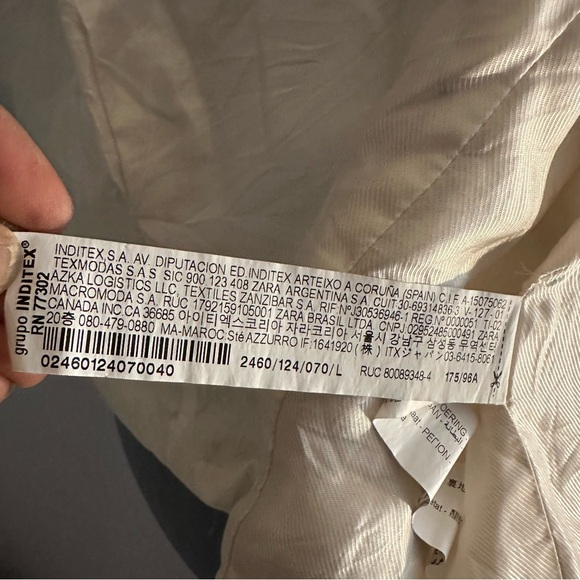 Zara Tweed Bouclé Cropped Blazer Jacket Frayed Trim Double Breasted L - Picture 8 of 11